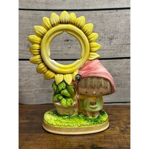 Vintage TRADITION‎ Ceramic Girl Sunflower Windup Alarm Clock Made In Japan